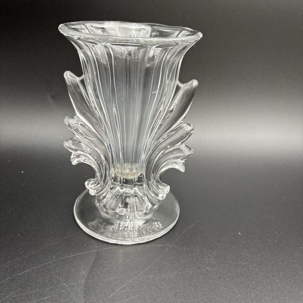 Vintage‎ Fostoria Glass Baroque Clear Flame Vase 6 3/4" 1930's